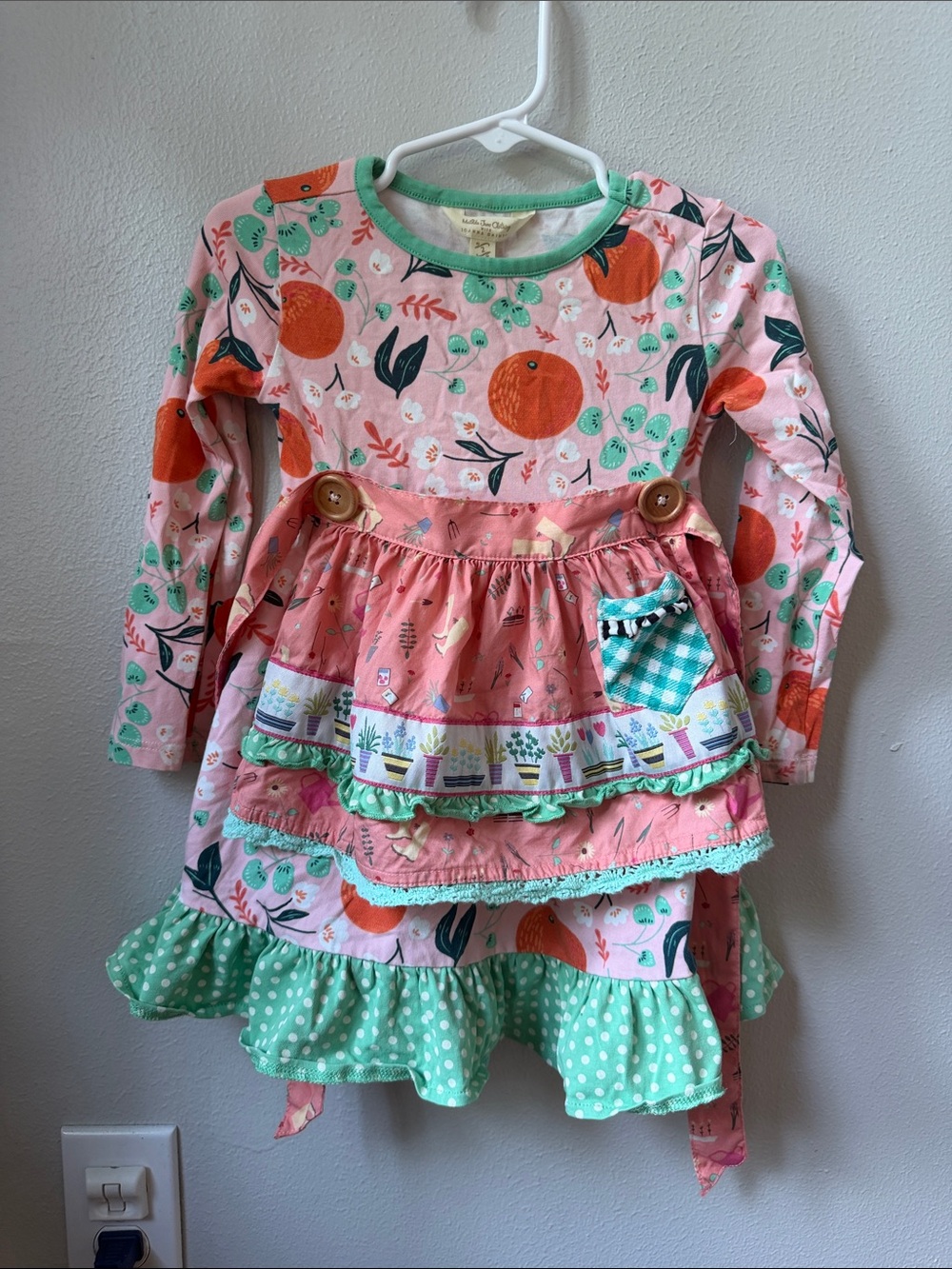 Matilda Jane Pink Orange Green Floral Layered Dress